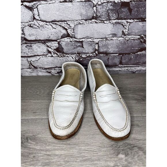 G.H. Bass Weejuns White Leather Moc Toe Penny Loafers Shoes Women Sz 8M US/39EU - Picture 2 of 16